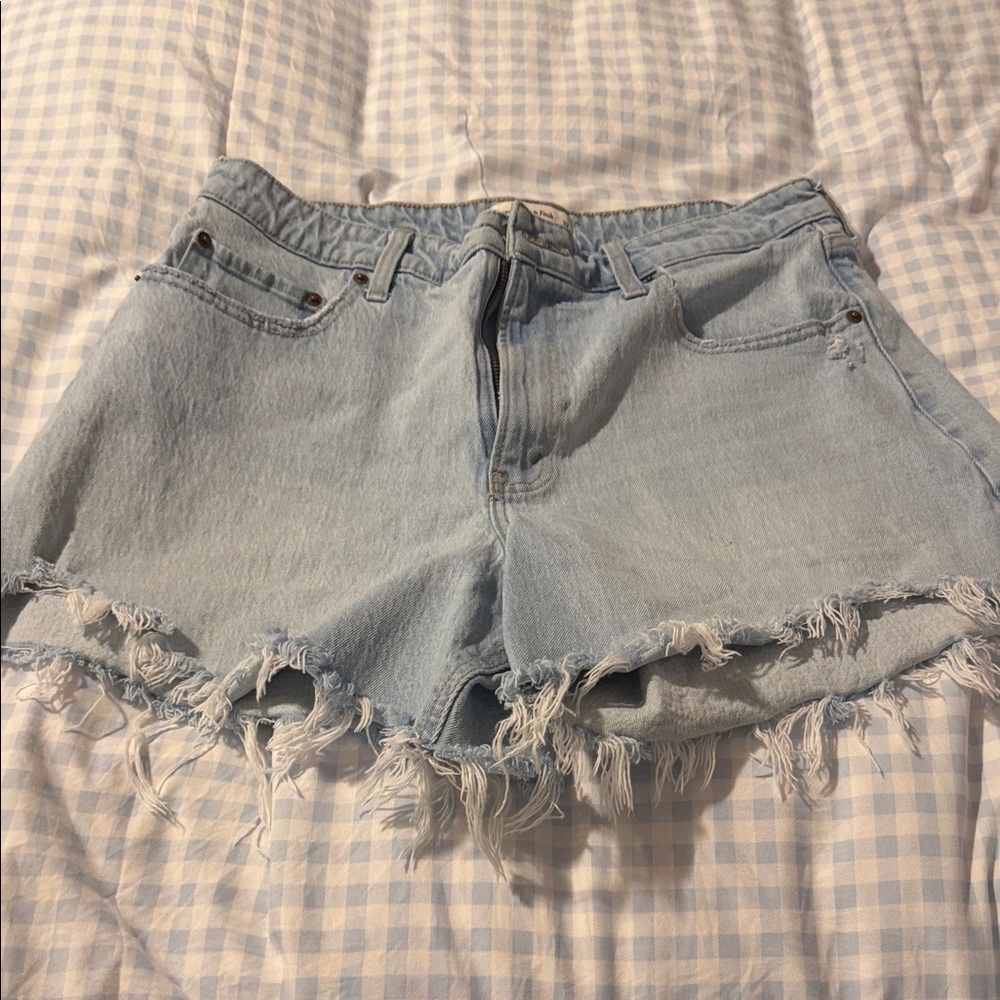 Abercrombie & Fitch Light Blue Distressed Denim Shorts